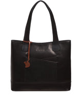 'Little Patience' Black Leather Tote Bag