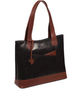 'Little Patience' Conker Brown & Black Leather Tote Bag