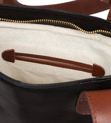 'Little Patience' Conker Brown & Black Leather Tote Bag