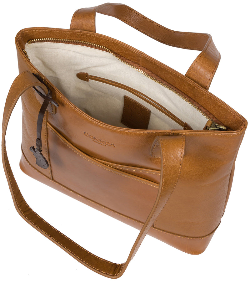 'Little Patience' Dark Tan Leather Tote Bag