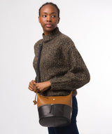 Conkca London Originals Collection Bags: 'Little Kristin' Navy & Dark Tan Leather Shoulder Bag