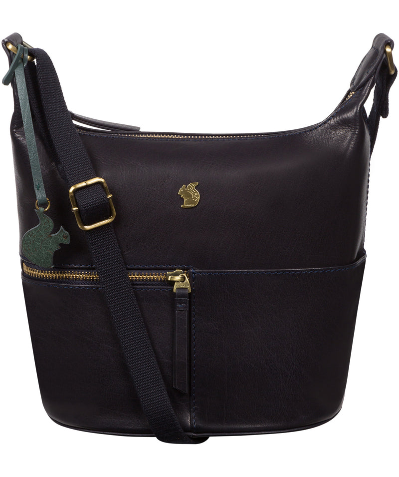 'Little Kristin' Navy Leather Shoulder Bag