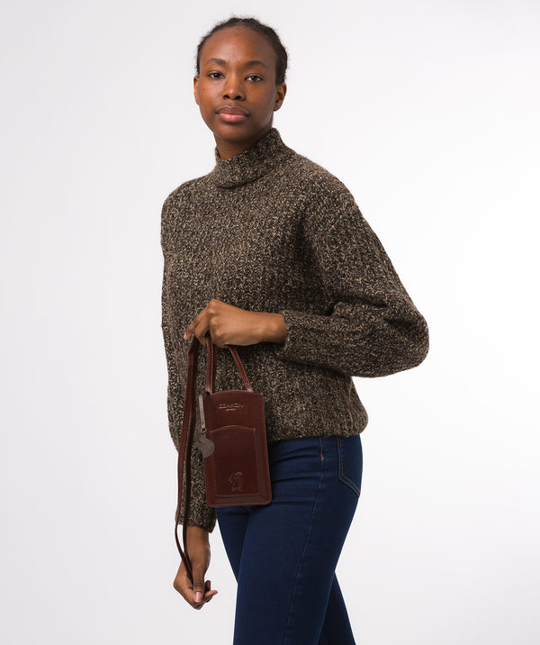Conkca London Originals Collection #product-type#: 'Siren' Conker Brown Leather Cross Body Phone Bag