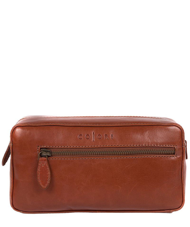 'Como' Italian Inspired Chestnut Leather Washbag image 1