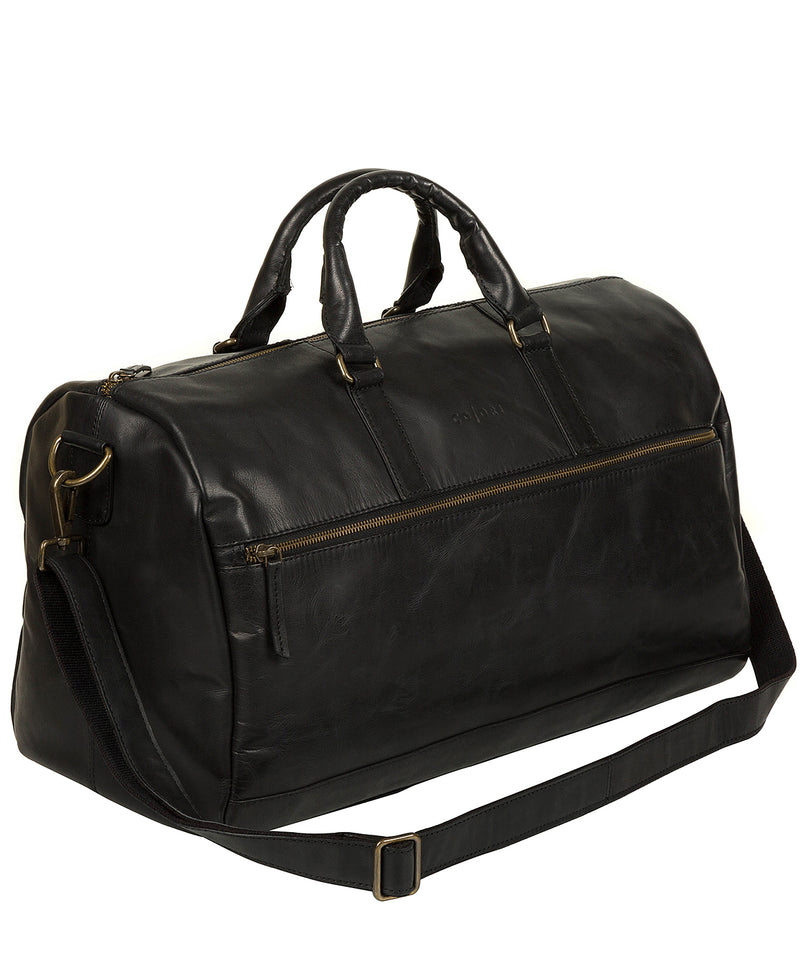 'Lucca' Italian-Inspired Black Leather Holdall