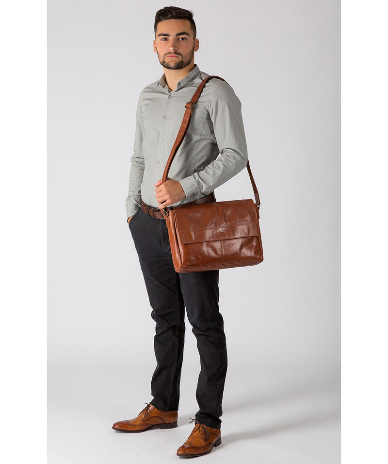 'Maldini' Italian-Inspired Chestnut Leather Messenger Bag