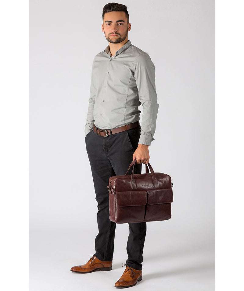 'Vasto' Italian-Inspired Brown Leather Work Bag