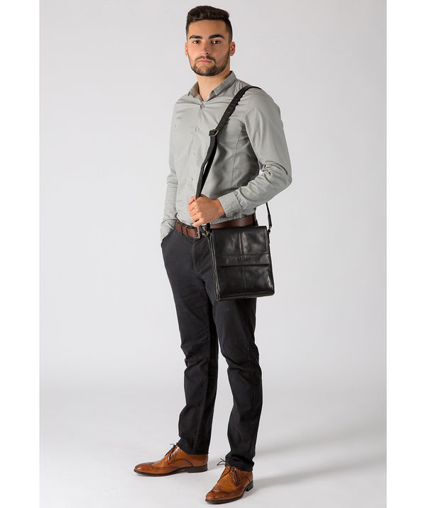 'Zoff' Italian-Inspired Black Leather Messenger Bag