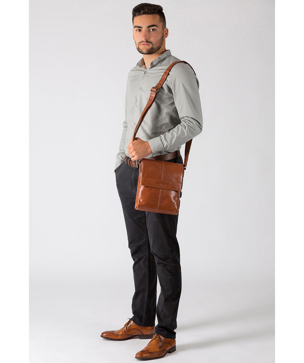 'Zoff' Italian-Inspired Chestnut Leather Messenger Bag