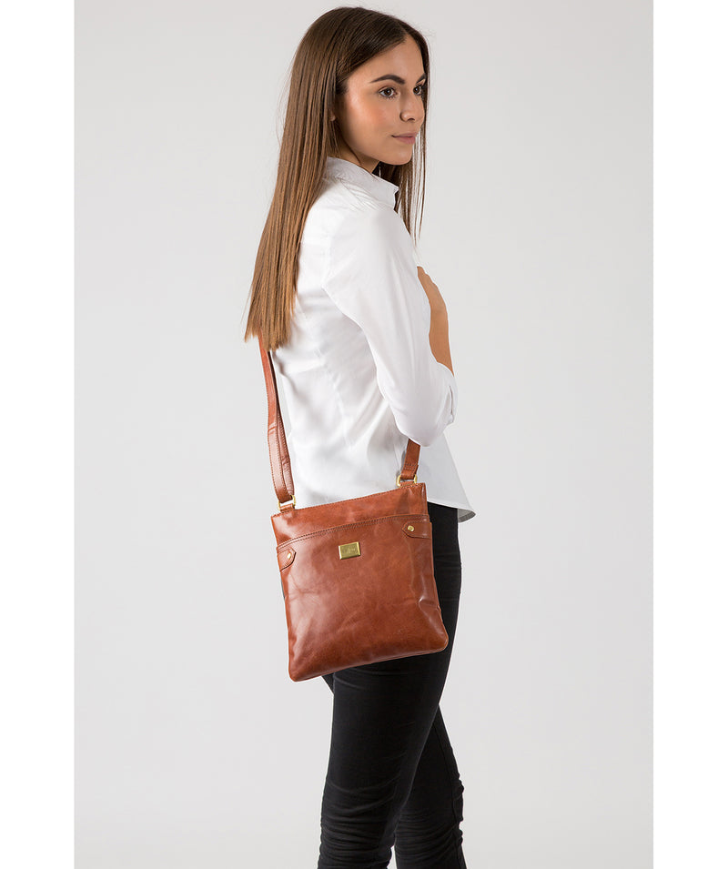 'Siena' Italian-Inspired Chestnut Leather Cross Body Bag