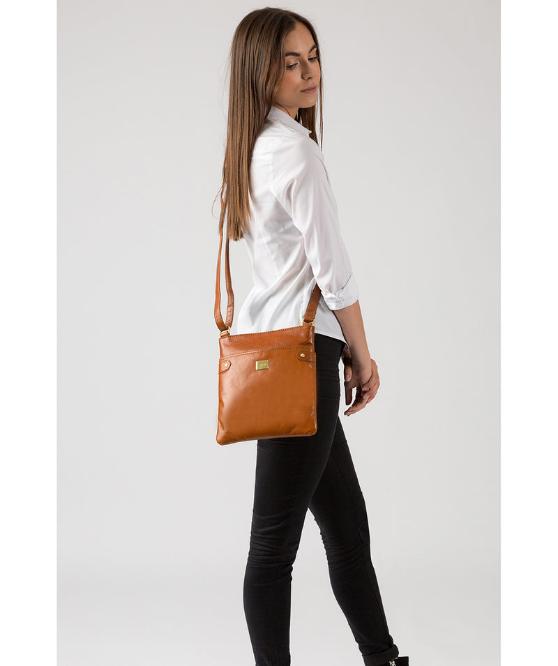 'Siena' Italian Tan Leather Cross Body Bag Pure Luxuries London