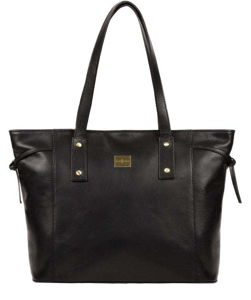 'Mazara' Italian-Inspired Black Leather Tote Bag image 1