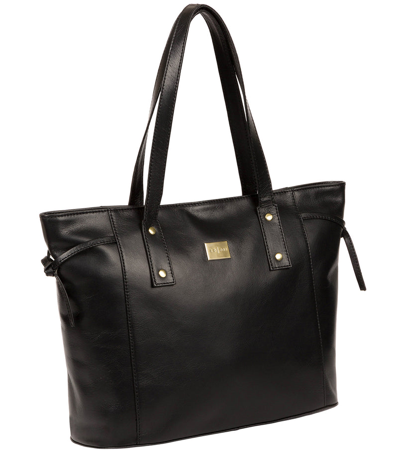 'Mazara' Italian-Inspired Black Leather Tote Bag image 5
