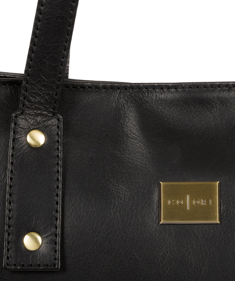 'Mazara' Italian-Inspired Black Leather Tote Bag image 7