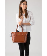 'Mazara' Italian-Inspired Chestnut Leather Tote Bag image 2