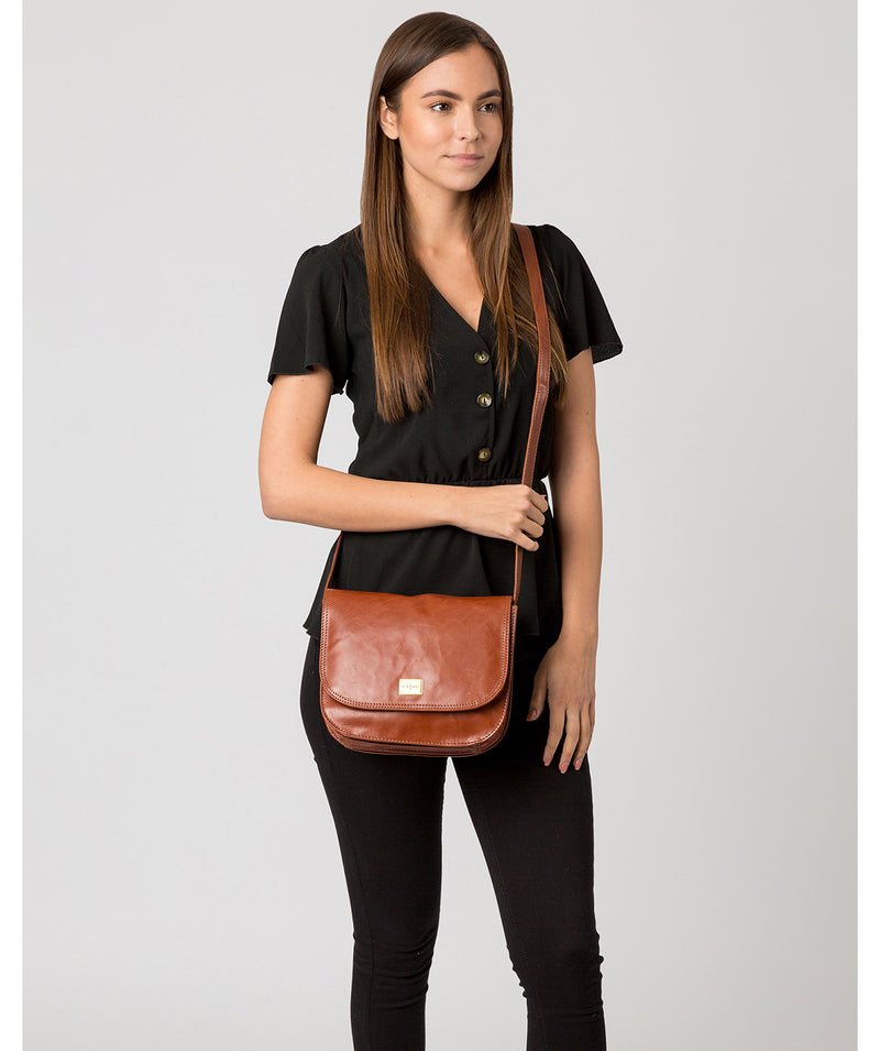 'Empoli' Italian-Inspired Chestnut Leather Cross Body Bag