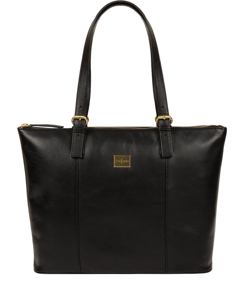 'Bianca' Italian-Inspired Black Leather Tote Bag Pure Luxuries London