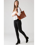 'Bianca' Italian-Inspired Chestnut Leather Tote Bag