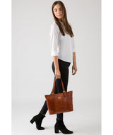'Bianca' Italian-Inspired Chestnut Leather Tote Bag