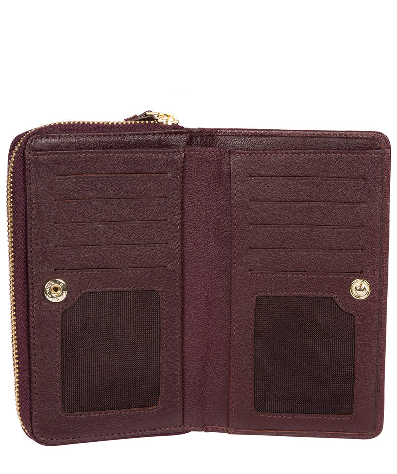 'Wittion' Beetroot Leather Zip-Round Purse Pure Luxuries London