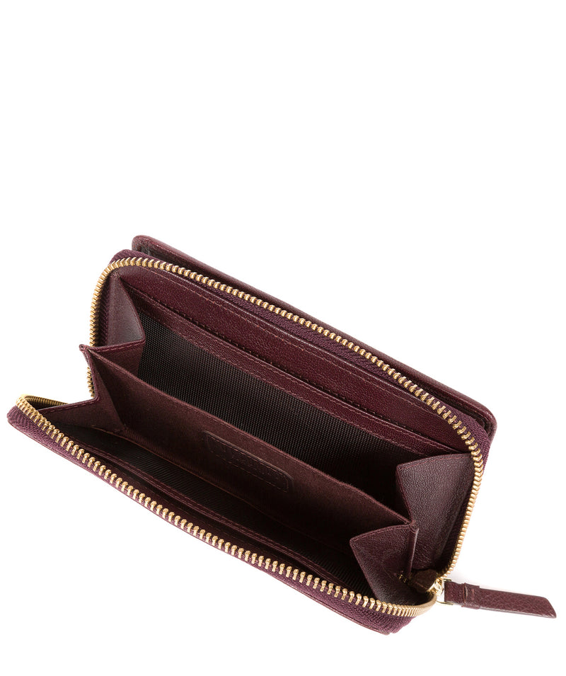 'Wittion' Beetroot Leather Zip-Round Purse Pure Luxuries London
