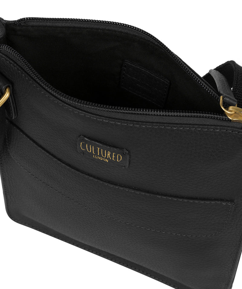 'Celeste' Black Leather Small Cross Body Bag Pure Luxuries London