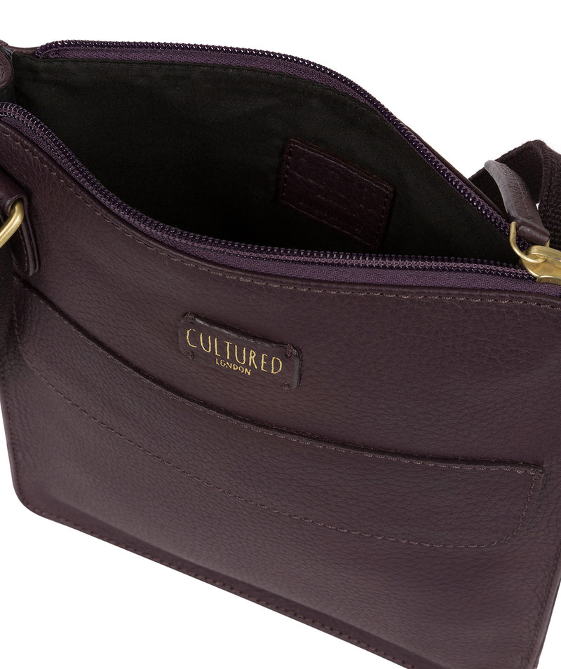 'Celeste' Plum Leather Small Cross Body Bag Pure Luxuries London