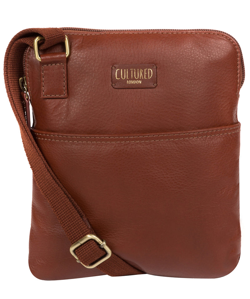 'Marqaux' Cognac Leather Cross Body Bag Pure Luxuries London