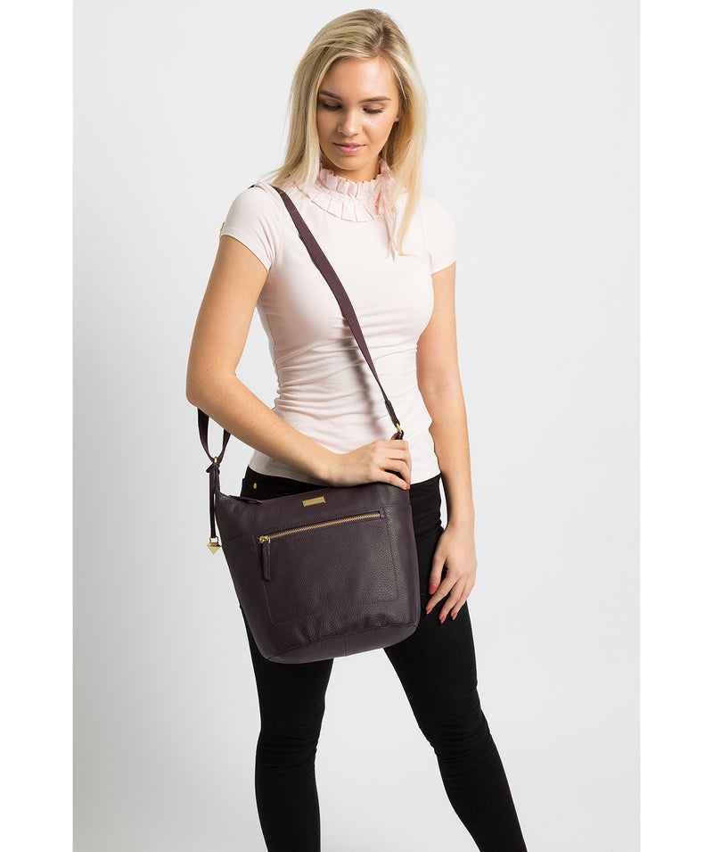 'Paula' Fig Leather Cross Body Bag Pure Luxuries London
