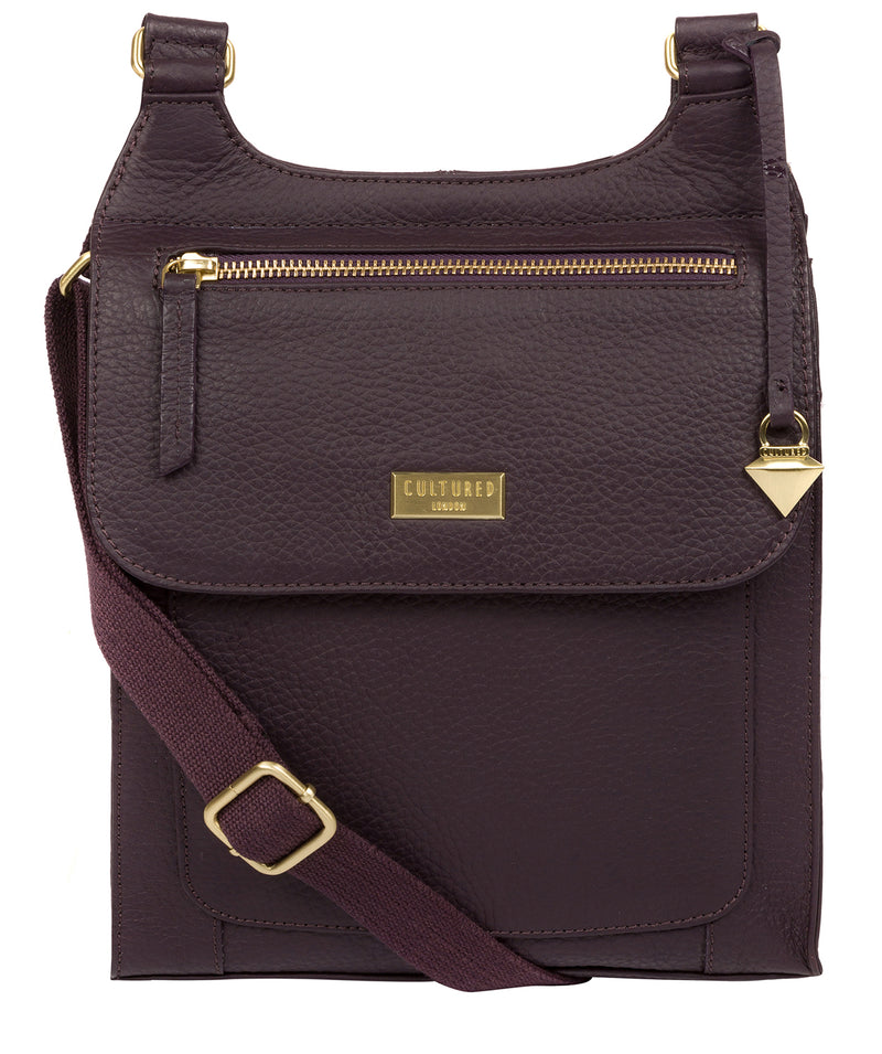 'Marie' Fig Leather Cross Body Bag Pure Luxuries London