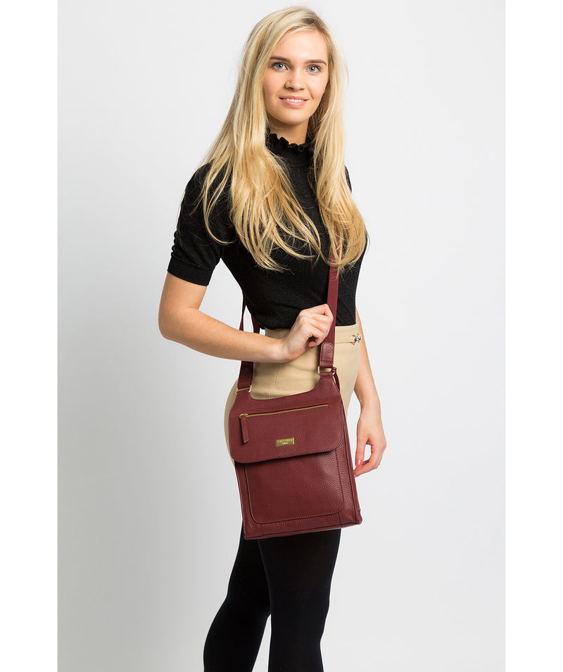'Marie' Ruby Red Leather Cross Body Bag image 2