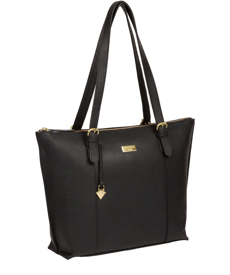 'Pippa' Black Leather Tote Bag image 3