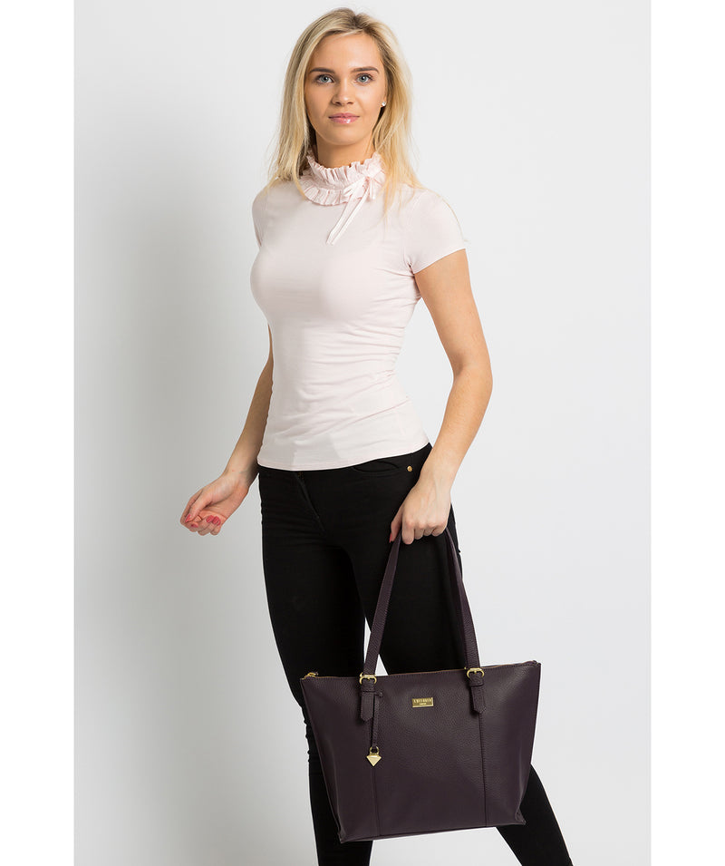 'Pippa' Fig Leather Tote Bag image 2