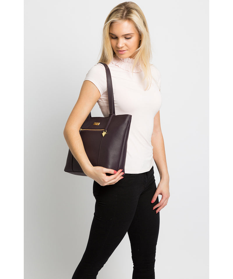 'Dawn' Fig Leather Tote Bag Pure Luxuries London