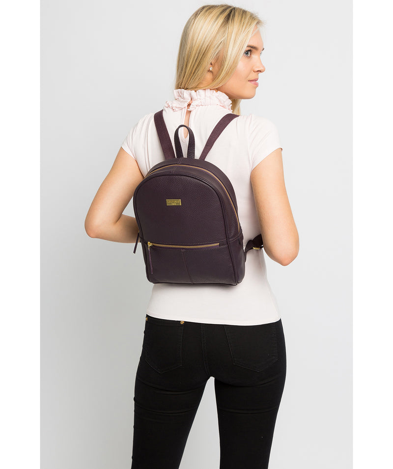 'Alyssa' Fig Leather Backpack Pure Luxuries London
