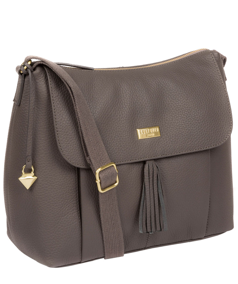 'Henriette' Grey Leather Shoulder Bag image 5
