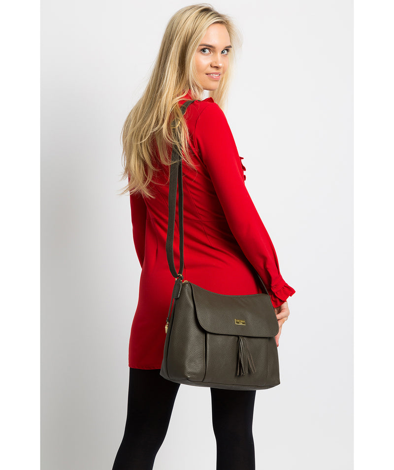 'Henriette' Olive Leather Shoulder Bag image 2