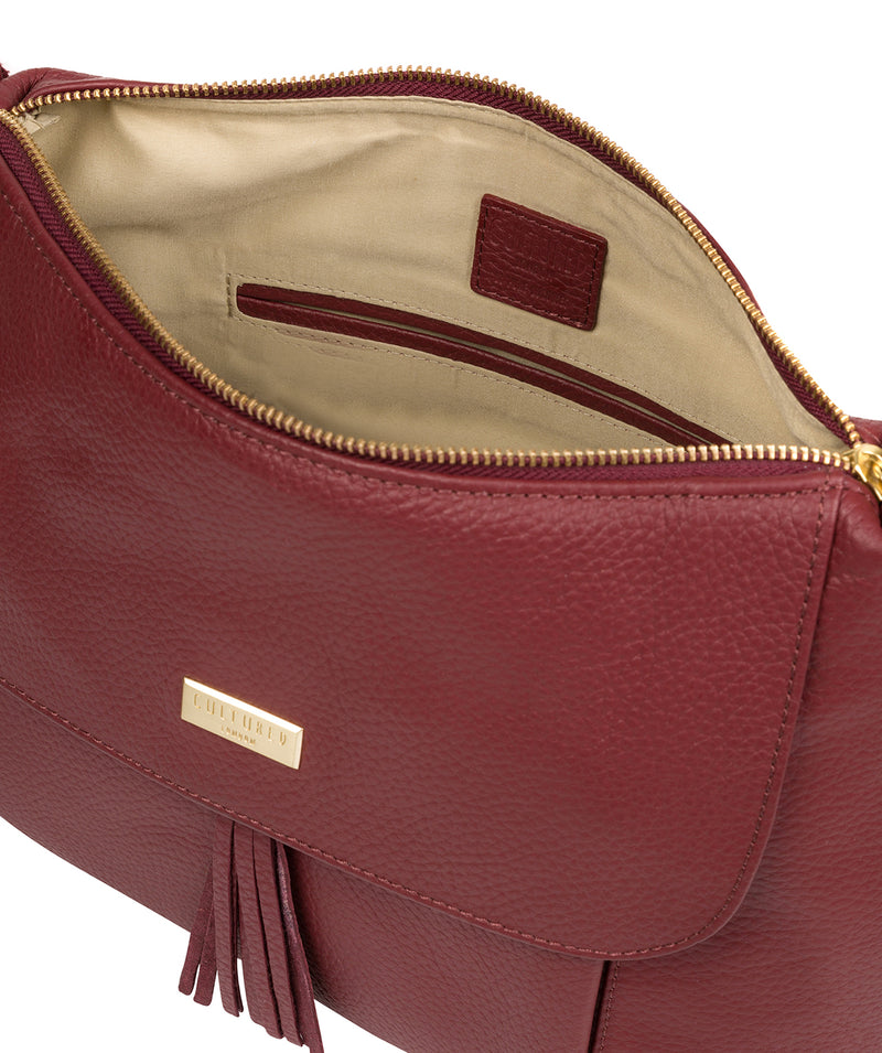 'Henriette' Ruby Red Leather Shoulder Bag Pure Luxuries London