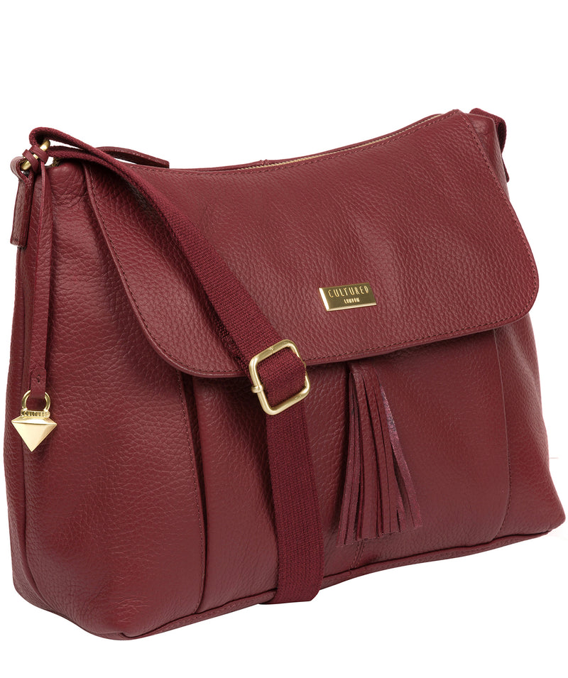 'Henriette' Ruby Red Leather Shoulder Bag image 6