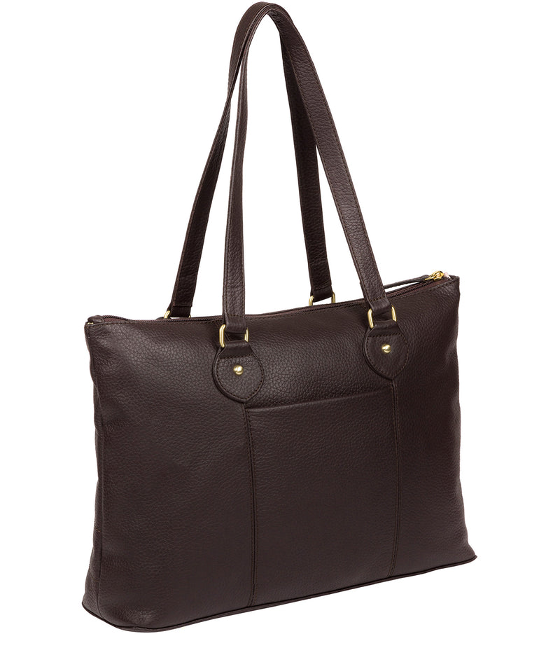 'Idelle' Dark Chocolate Leather Tote Bag image 3