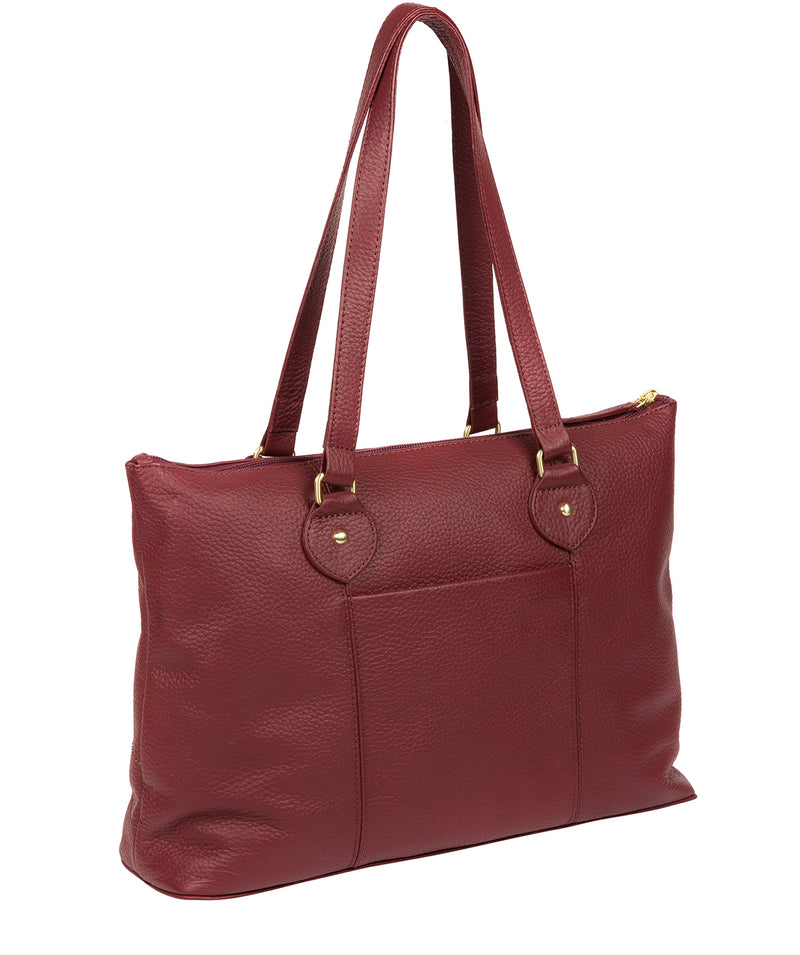 'Idelle' Ruby Red Leather Tote Bag Pure Luxuries London