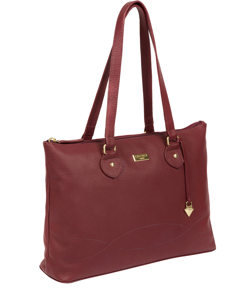 'Idelle' Ruby Red Leather Tote Bag image 6