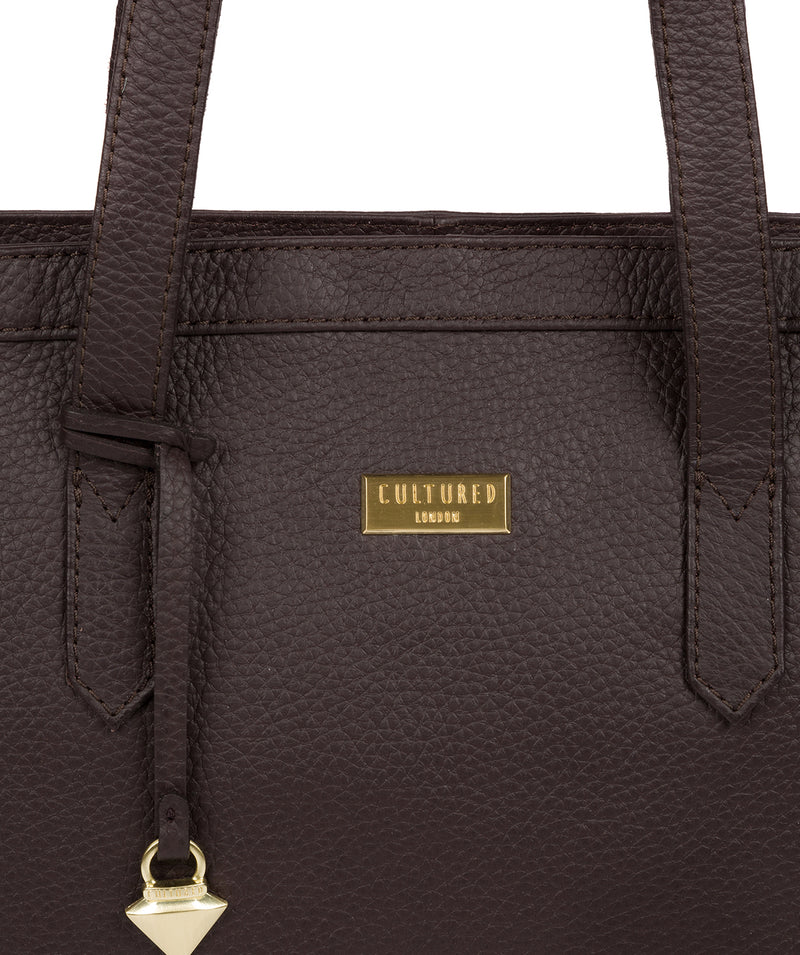 'Farah' Dark Chocolate Leather Tote Bag image 5