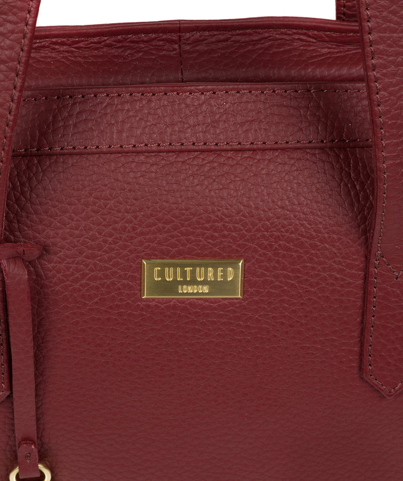 'Farah' Ruby Red Leather Tote Bag image 5