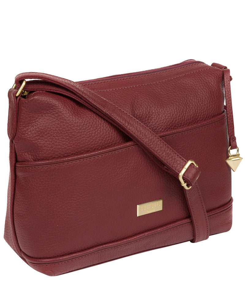 'Duana' Ruby Red Leather Shoulder Bag Pure Luxuries London