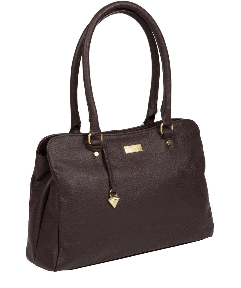 'Kiona' Dark Chocolate Leather Handbag Pure Luxuries London