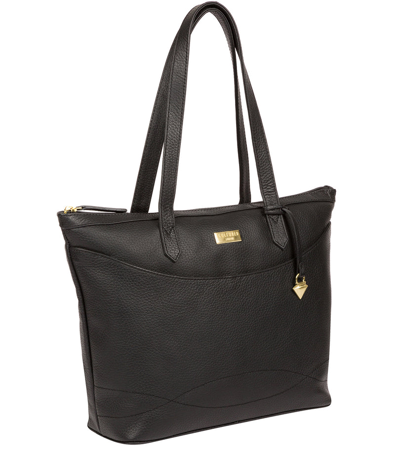 'Oriana' Black Leather Tote Bag Pure Luxuries London