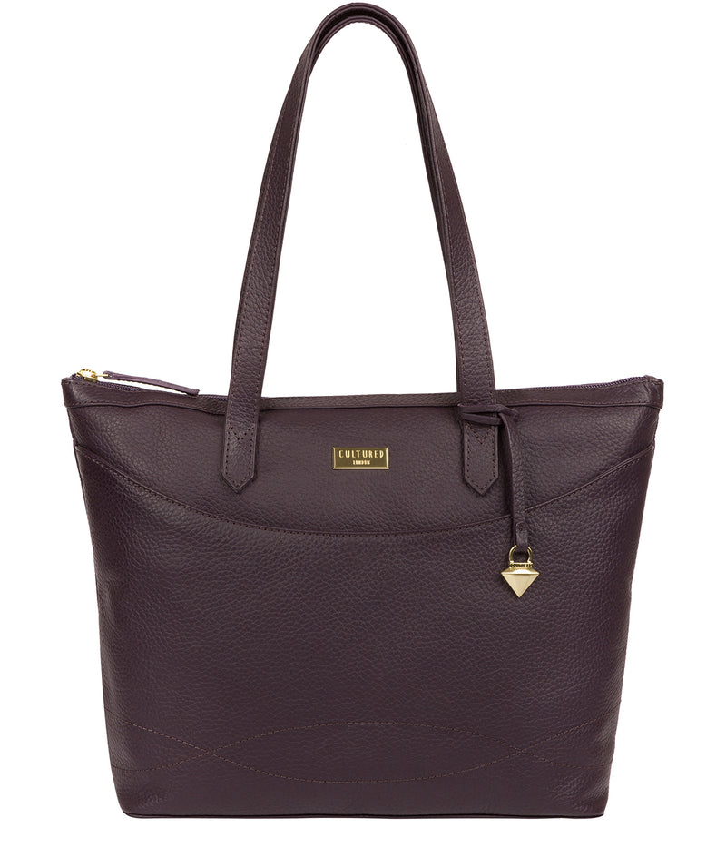 'Oriana' Fig Leather Tote Bag image 1