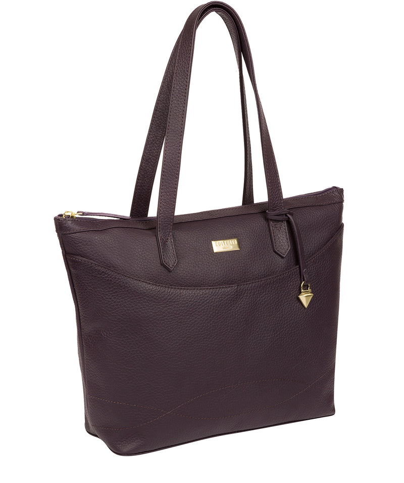 'Oriana' Fig Leather Tote Bag image 6