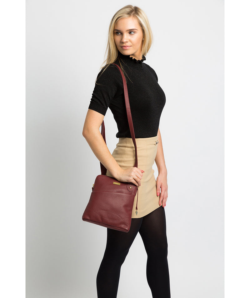 'Jarah' Ruby Red Leather Cross Body Bag Pure Luxuries London